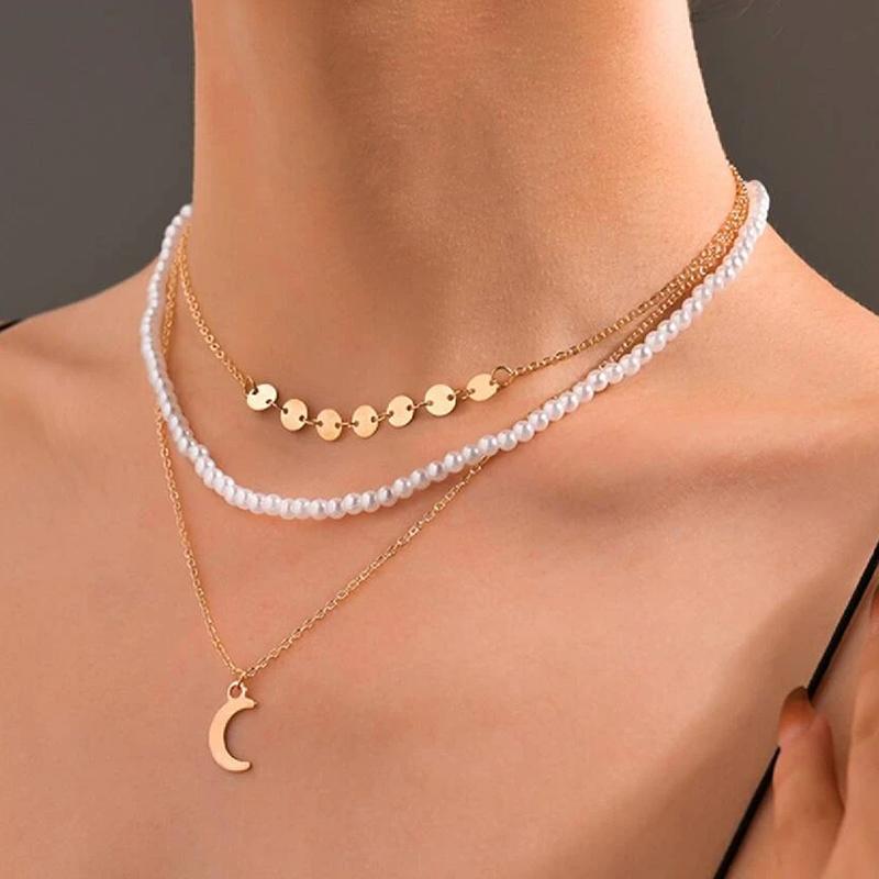 Multilevel Elegant Pearl Pendant Jewelry For Women Wedding Beads Pearl Chain Choker Necklaces N0278