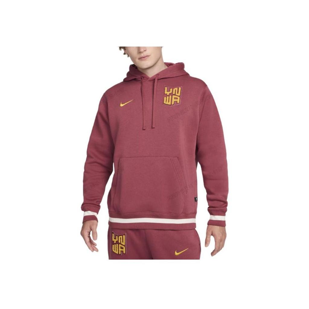Nike Comfortable Soft Letter Hooded Long Sleeve Football Shirt Men Tops Burgundy FQ3004-661