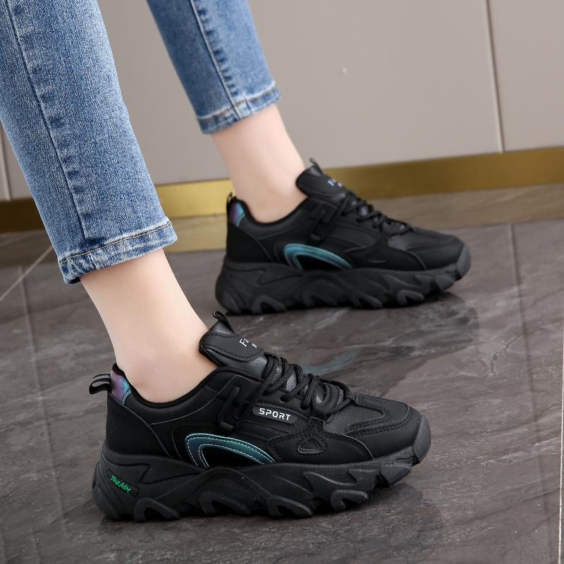 Dad shoes leather surface spring and summer new sports shoes student lightweight soft-soled running shoes
