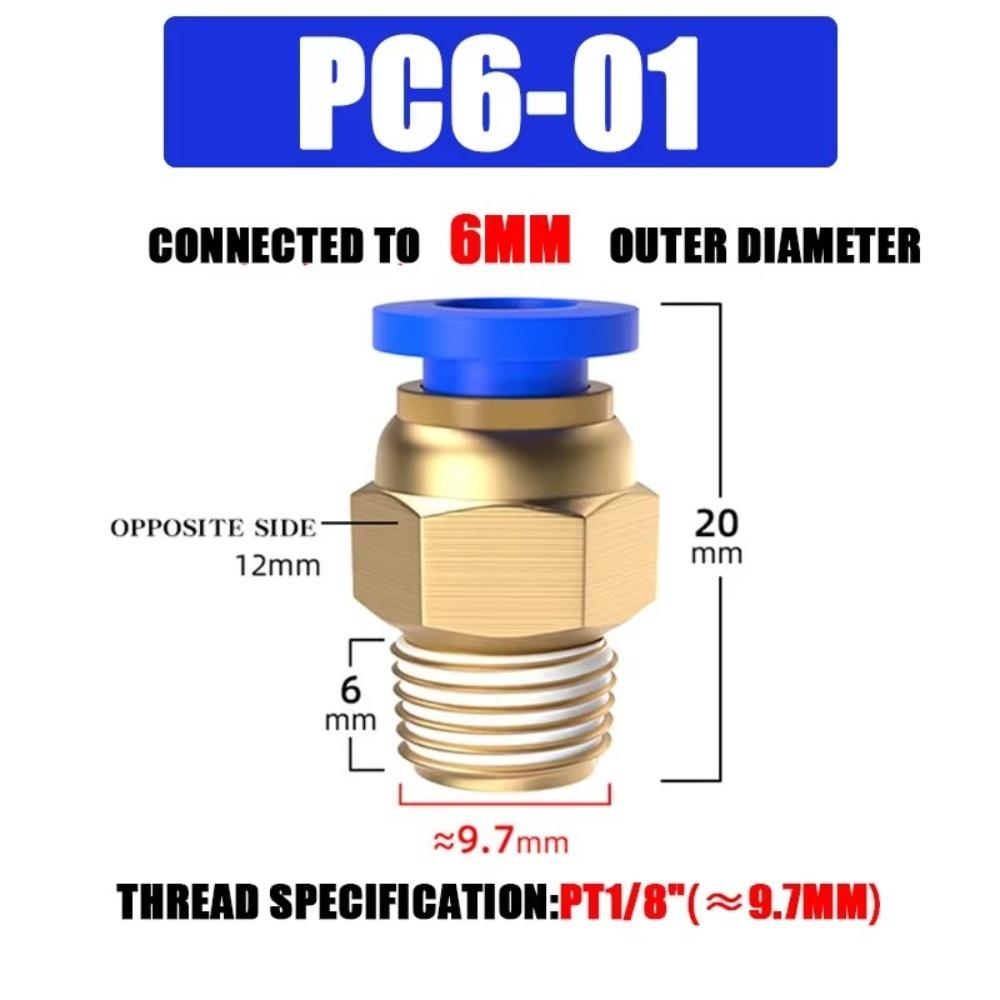 High Quality Brass Pneumatic Fitting PC 4 6 8 10 12MM Multi Size Air Connector Pipe Quick Connectors Pneumatic Systems