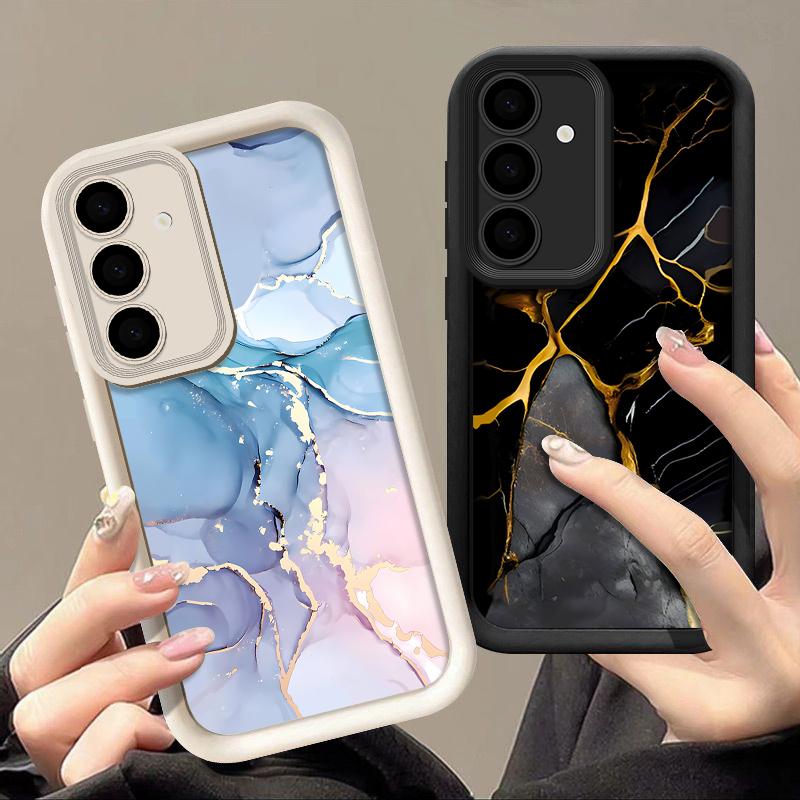 Color Marble Texture Print Case For Samsung S24 FE S23 S22 Ultra A16 A55 A15 A35 A54 A34 A25 A14 Soft Matte TPU Shockproof Lens Protection Phone Cover