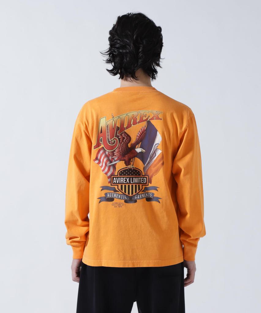 AVIREX T-SHIRT EAGLE L/S Uomo 2XL Arancione 783-6130003