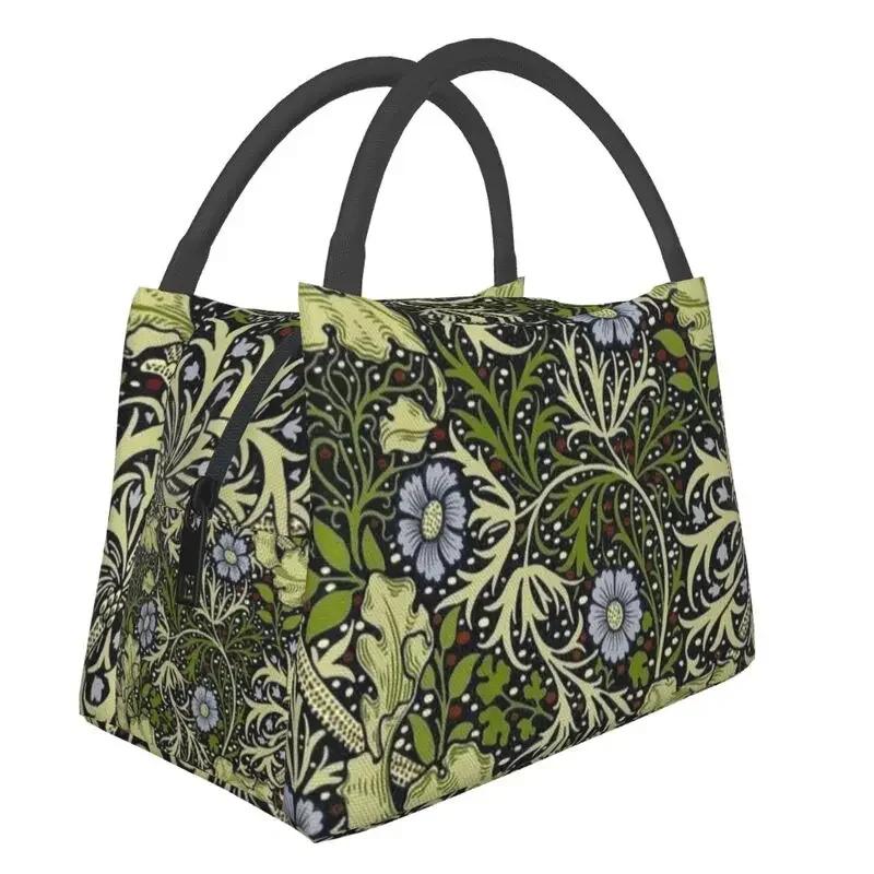 

William Morris Утепленная сумка для ланча для пикника на открытом воздухе с цветочным текстильным узором Водонепроницаемая термосумка-холодильник для женщин 28x17x16CM красный