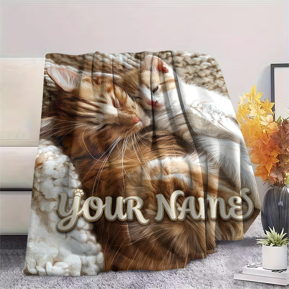 1pz Coperta in Flanella con Nome Personalizzato e Motivo Nido Accogliente per Gatti Adatta a Tutte le Stagioni per Arredamento Casa Calore e Comfort Regali Regalo Festivo_lx