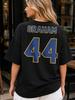 Ladies Graham 44 Back Printed Tshirt Loose Fit Round Neck Casual Top with the Number 44