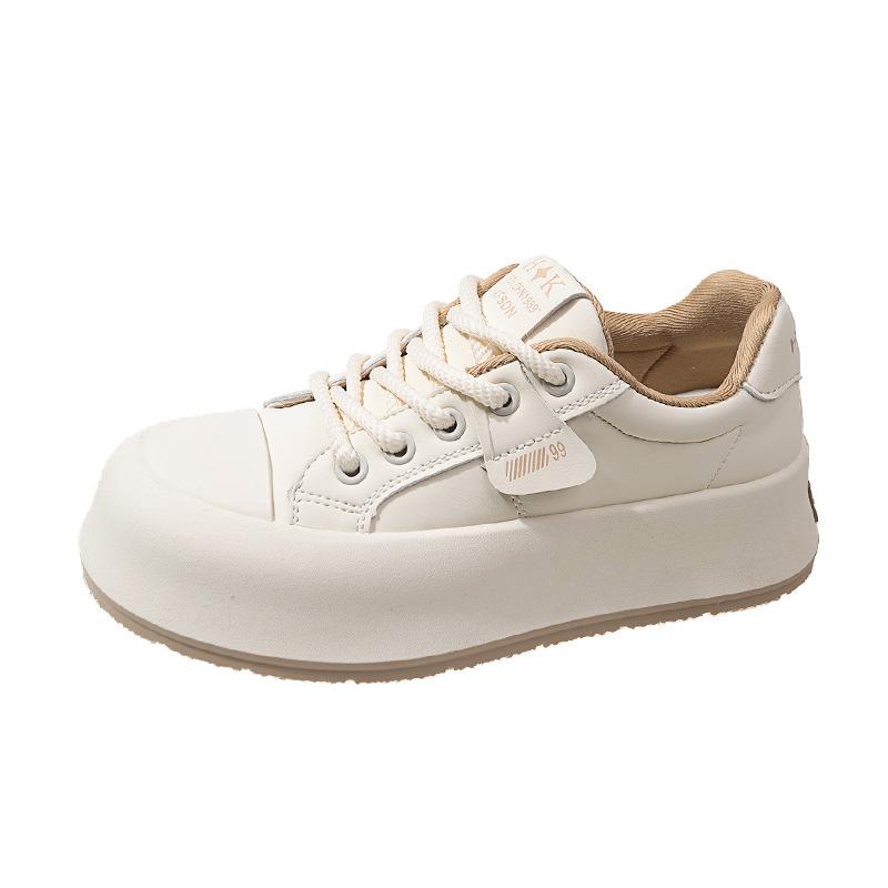 

Маленькие белые туфли женские 2025 осень и зима новая легкая круглая голова увеличивающая платформу туфли-хлебцы популярные универсальные повседневные спортивные туфли 40 белый