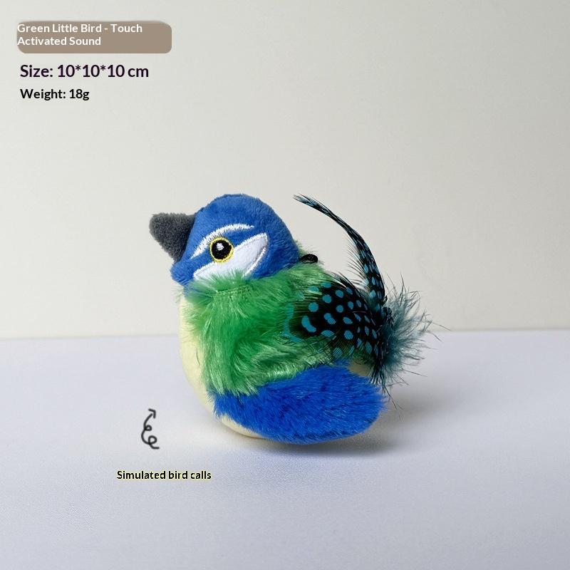 Interactive Cat Toys Electric Squeaky Simulation Bird Plush Cats Pets Teasing Toys With Feather Kitten Chirping Bird Toys