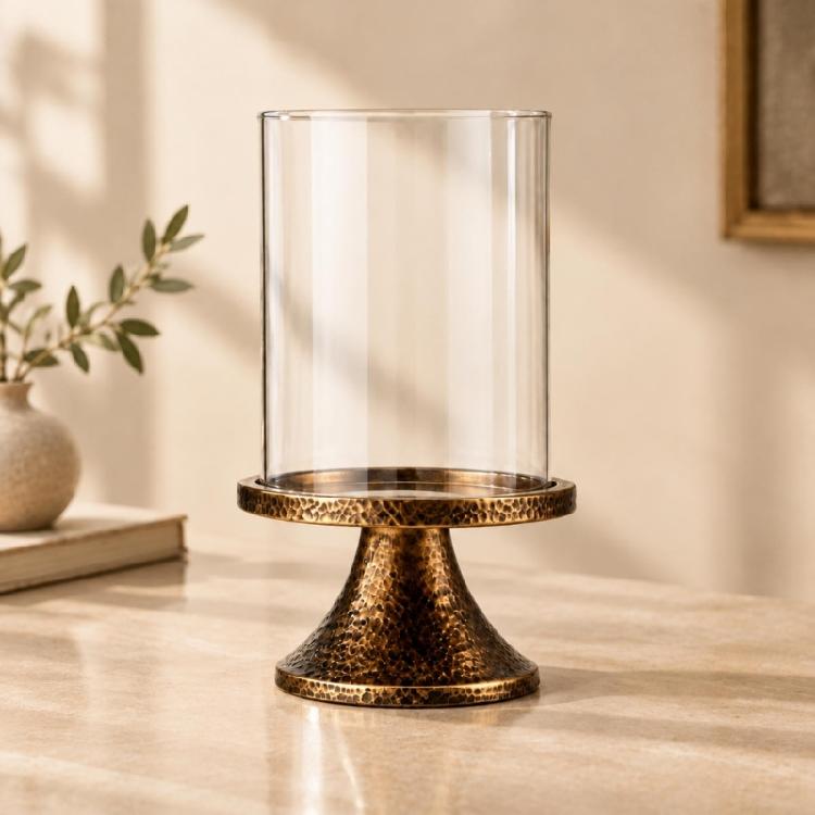 No-Assembly Candle Holders with Clear Glass Shade for Waxes, Tea Light, or LED Candle Displays and Decorative Arrangements