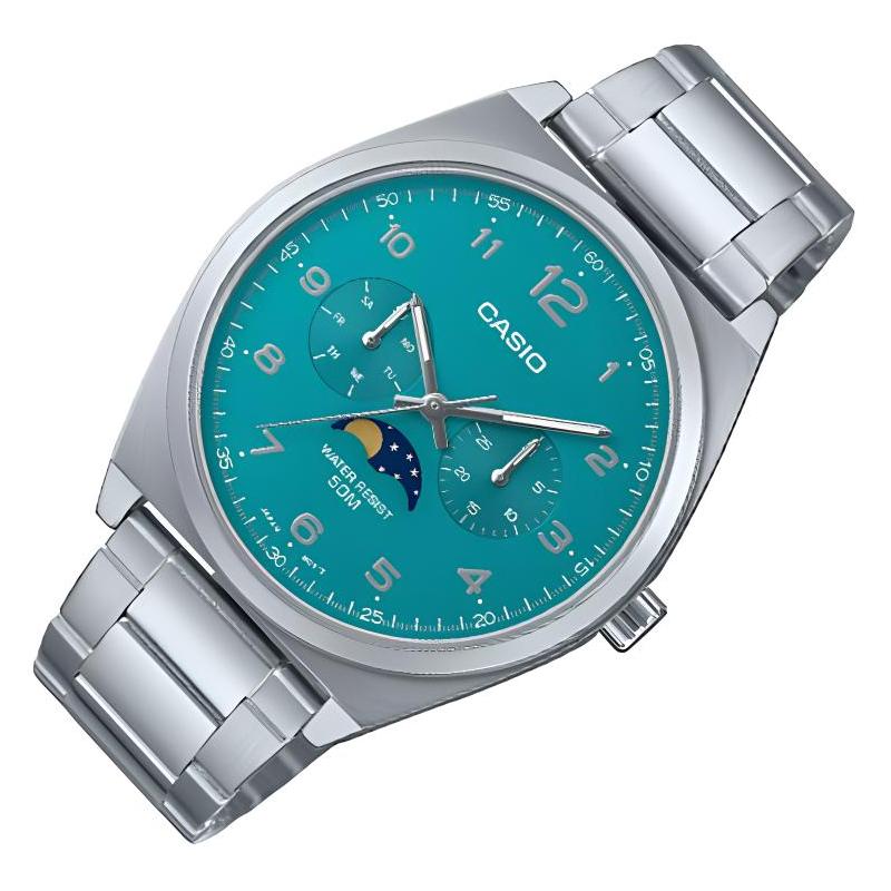 Casio STANDARD Serie 50 Meter wasserdicht Quarzwerk Edelstahlarmband Japanische und Koreanische Uhr 40mm Herrenuhr grünes Zifferblatt MTP-M300D-3AV