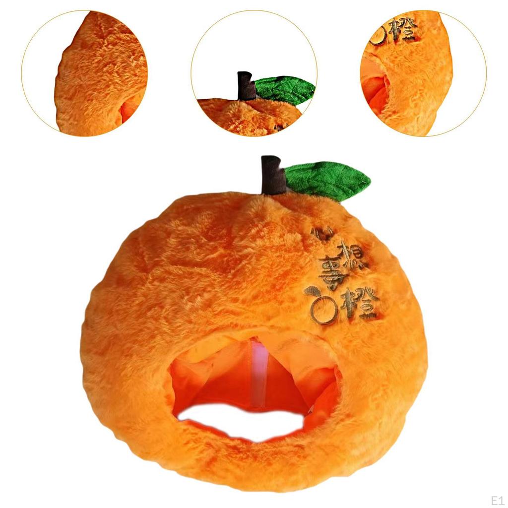 Orange Plush Hat Fancy Dress Up for Halloween Festival Birthday Unisex