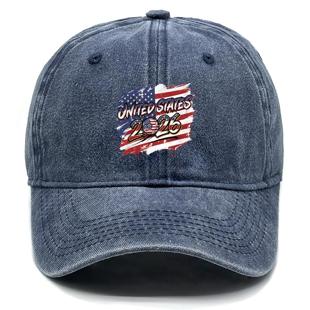 Sun Hat With 2026 Football Soccer "UNITED STATES" Flag Printed , Adjustable Sun Hat Raw Brim Slouchy Lightweight Vintage Sun Hat