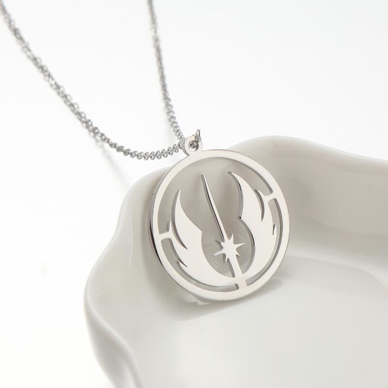 Stainless Steel Gothic Star Wars Jedi Knight Cartoon Medal Necklace for Men and Women