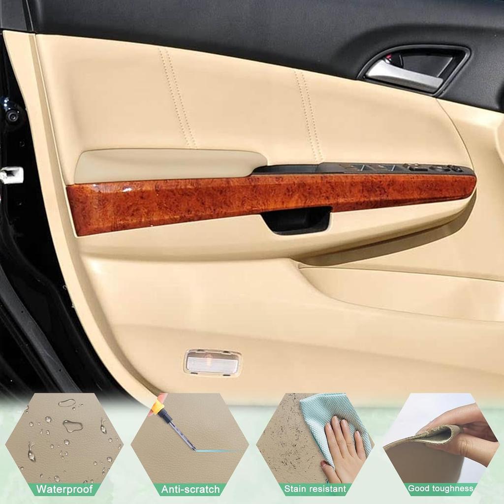 Beige Door Armrest Cover Compatible with Honda Accord 2008-2012 Sedan | Front & Back Arm Rest Replaced Skin Upholstery with Removal Tool, 4PCS
