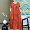 Abiti eleganti taglie forti per donna Abito lungo vintage a maniche corte allentato casual