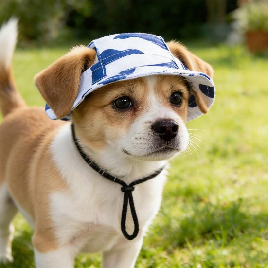 Pet Sun Hat Breathable Small Dogs Cats Bucket Hat with Ear Holes Adjustable Drawstring Sun UV Protection Pet Decorative Hat