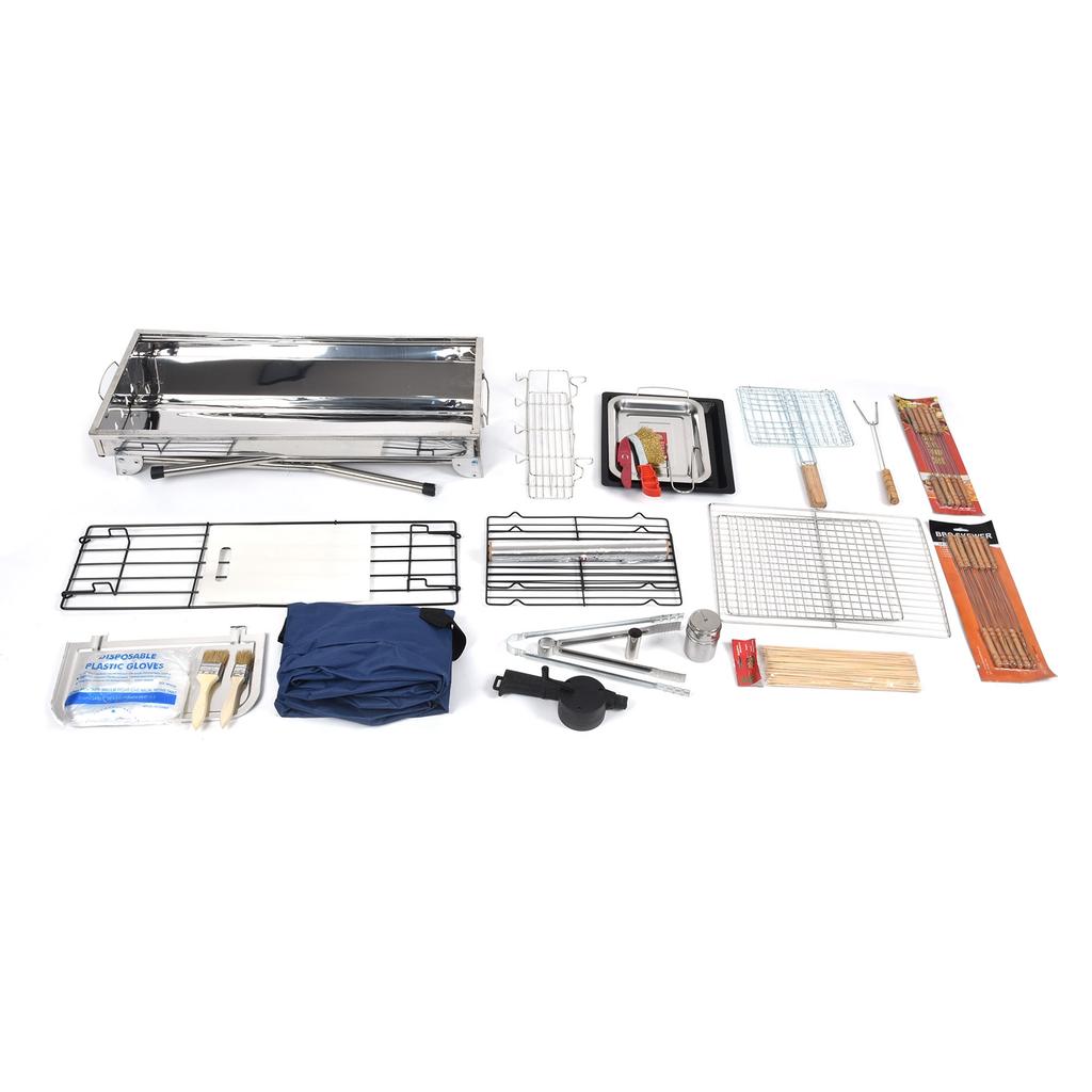 50 Pcs Full Set of Barbecue Stove Thicken Stainless Steel Barbecue Grill Carbon Barbecue Stove Rack