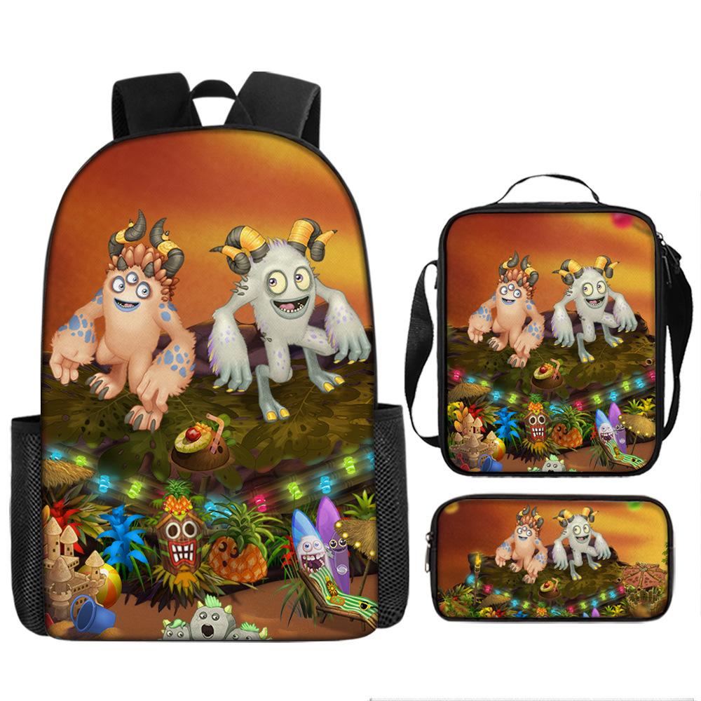 Monster music cartoon animation primary school third or fourth grade light burden reduction primary and secondary school students storage bag