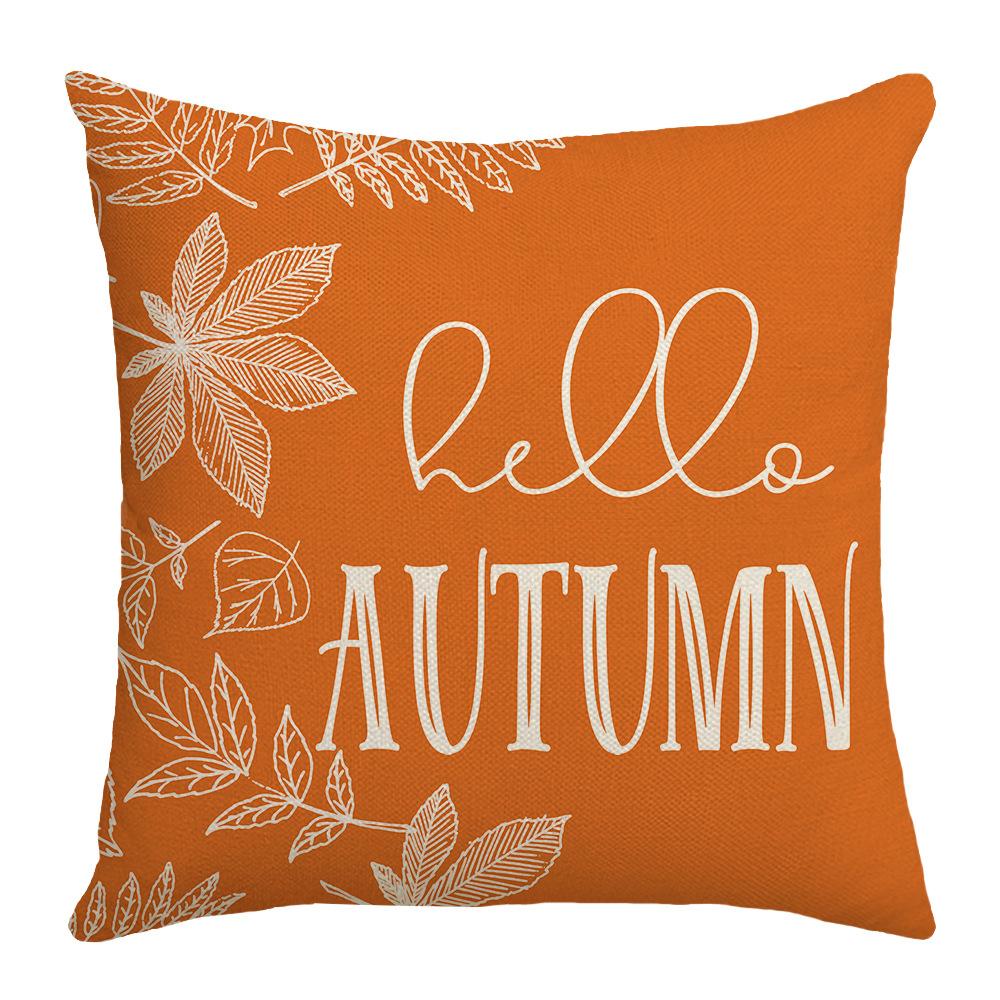 New Autumn Pumpkin Maple Leaf Fall Home Decoration Linen Printed Sofa Pillow Cover