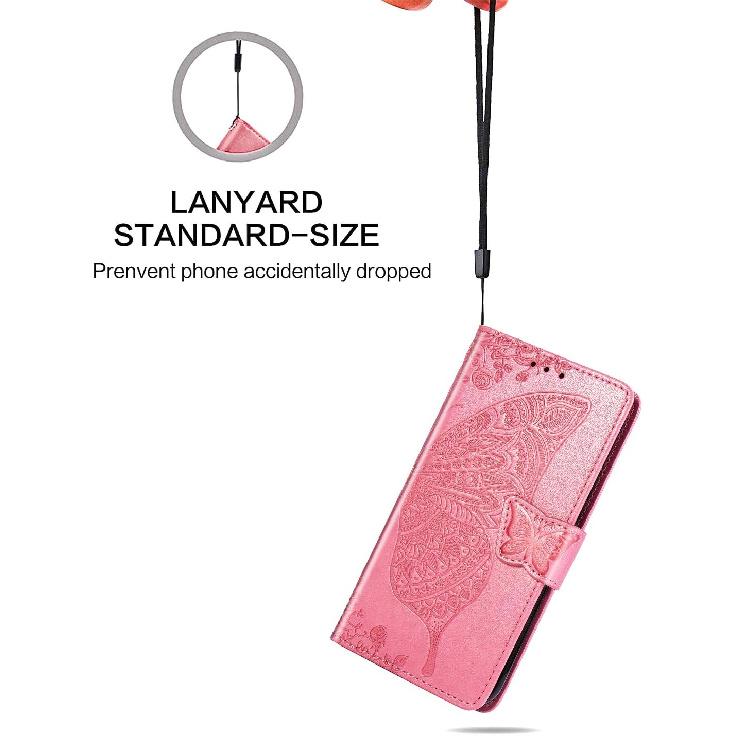 for Consumer Cellular IRIS Connect Phone Case,Butterfly Embossed Flowers PU Leather Magnetic Flip Stand Card Holders & Hand Strap Wallet Purse Case