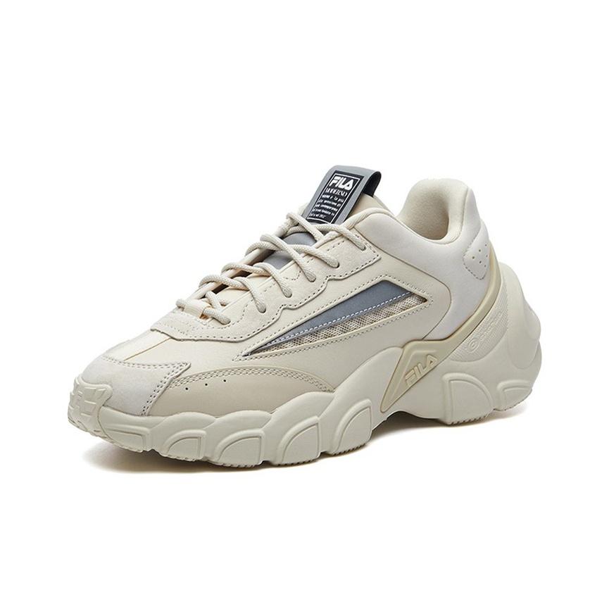 Fila Smasher Stoff Zwei-Schicht Rindsleder Bequem Vielseitig Low-Top Dad Shoes Damen Sneaker Beige F12W134144FAN