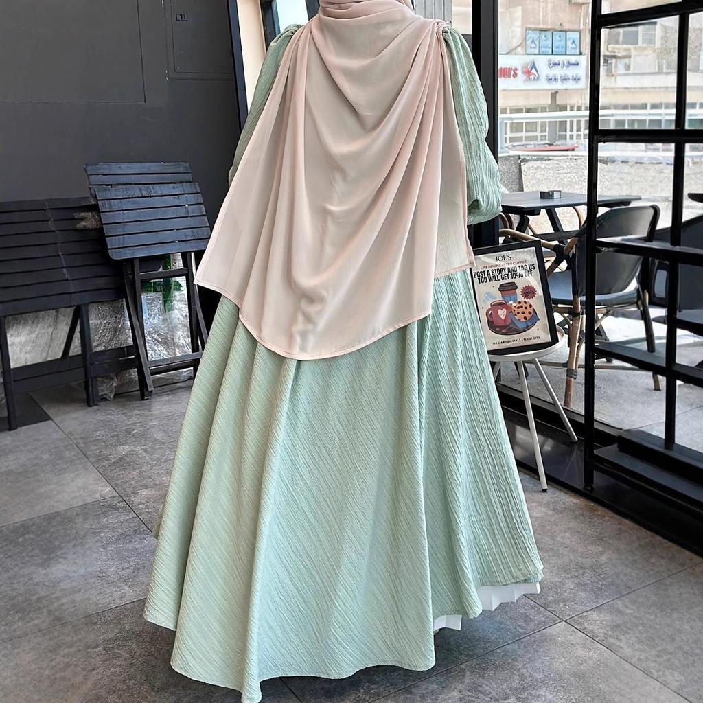 Nuova Moda Donna Araba Medio Orientale Tessuto Pieghettato Ampia Taglia Larga Abito Robe Gonna Casual