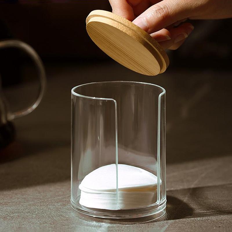 Coffee Filter Paper Box Round Mocha Pot Filter Paper Box With Cover Lid Coffee Paper Filter Storage Box Coffee Filter Paper Hold