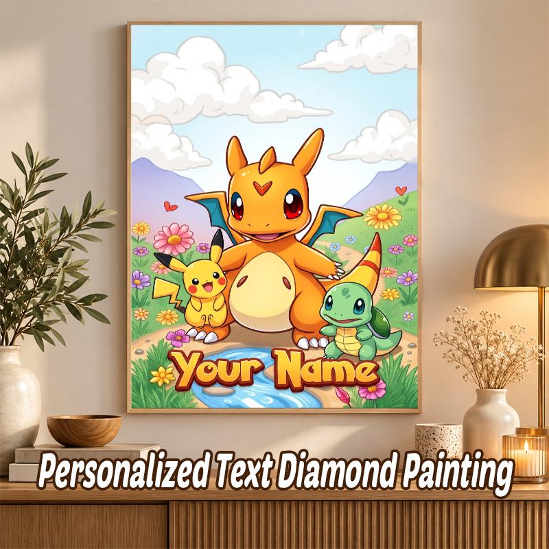 Charizard Custom Name Diamond Painting Personalized 5D Full Drill DIY Diamond Art Home Decor