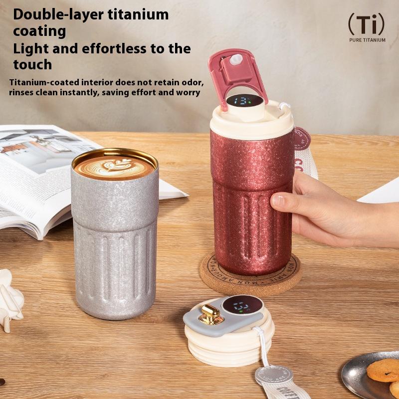 Wenxian titanium coated coffee cup handle portable water cup for men and women high appearance level titanium portable car cup