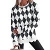 Women's Crewneck Sweatshirt with Scalloped Wavy Hem and Print for Casual Everyday Wear
