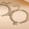 1 Pair Couple Bracelets Solid Color Smooth Edge Polished Matching Heart Pendant Couple Hand Chain Gift