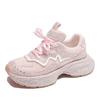 Gypsy rhinestone thick-soled dad shoes for women's autumn new mesh breathable heightening sneakers for women