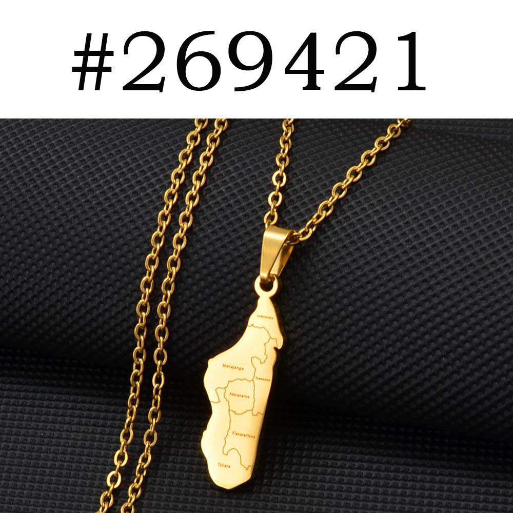 Madagascar Map Cities Name Pendant Women Gold/Silver Stainless Steel Jewelry Chains Style Weddings Africa Malagasy Maps #269421 45cm / 17.7 inches золотой