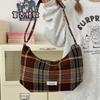 New plaid dumpling bag large capacity student woolen casual shoulder bag women's style retro messenger bag