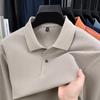 Men S Cotton Long Sleeve Polo Shirt Solid Color Casual Business Top