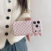 Ins Korean Style Polka Dot Apple 16/17 ProMax Airbag Leather Texture Phone Case, IP15 Large Hole, New Style for 14