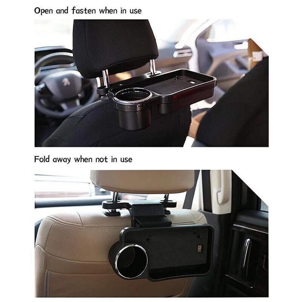 Car Rear Seat Cup Holder Foldable Back Seat Organizer Tray Car Plate Storage Rack Universal Auto Interior Accessories For Travel Daily Use