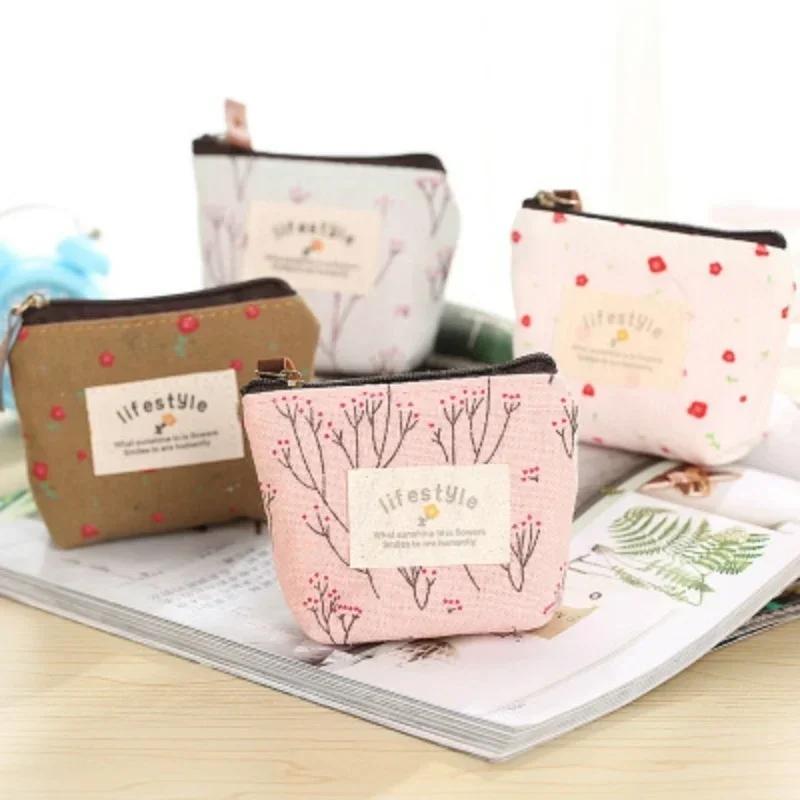 1 Pcs Pastoral Printing Cute Zero Wallet Source Creative Holding Coins Bag Data Cable Key Storage Bags Lovely Wallet