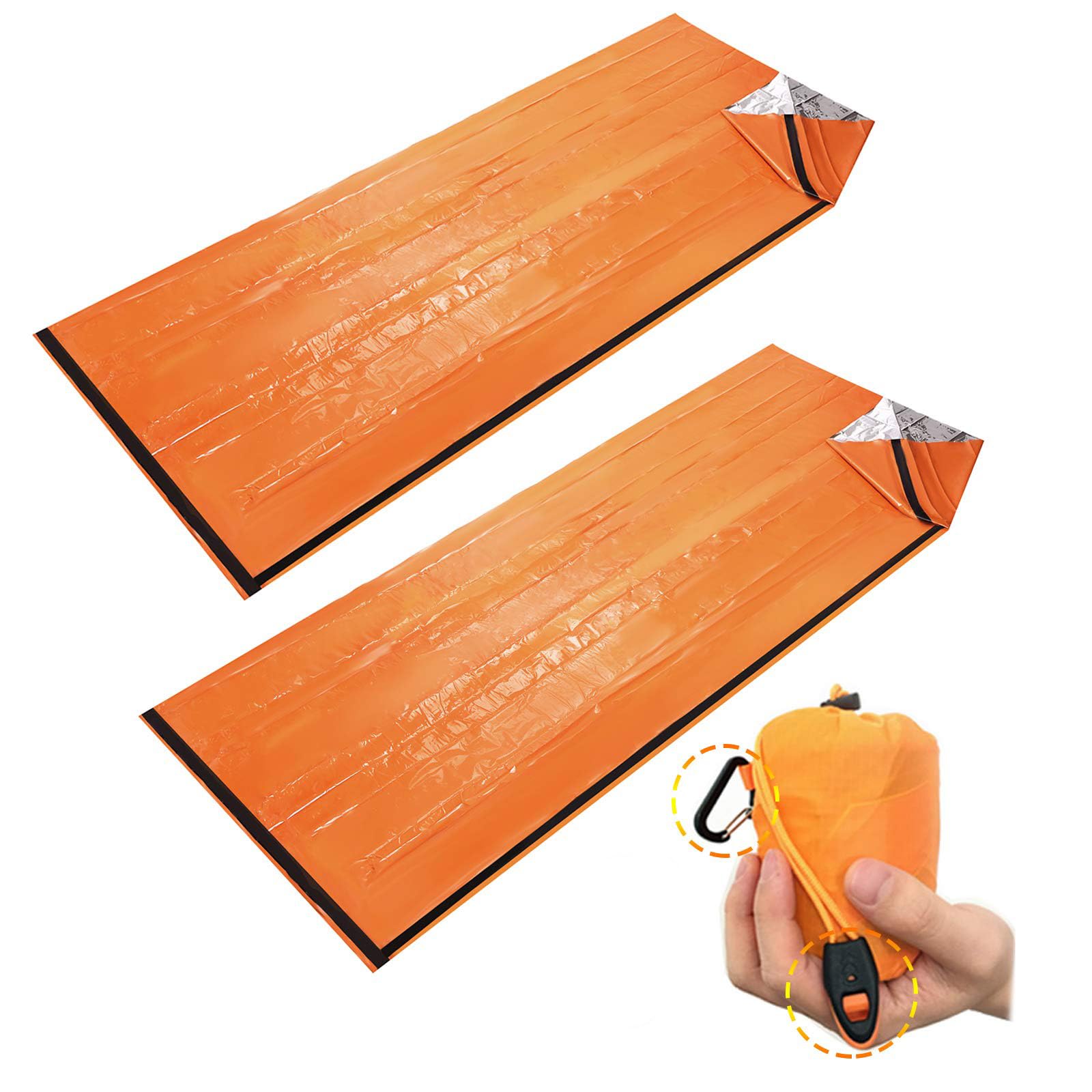 

NGE Выживание Чрезвычайная ситуация Катастрофа с 2 спальными мешками в мешке на шнурке Аварийный Простой Сон Сон в холодном Ветрозащитном листе, Лист, Предотвращение, оранжевый