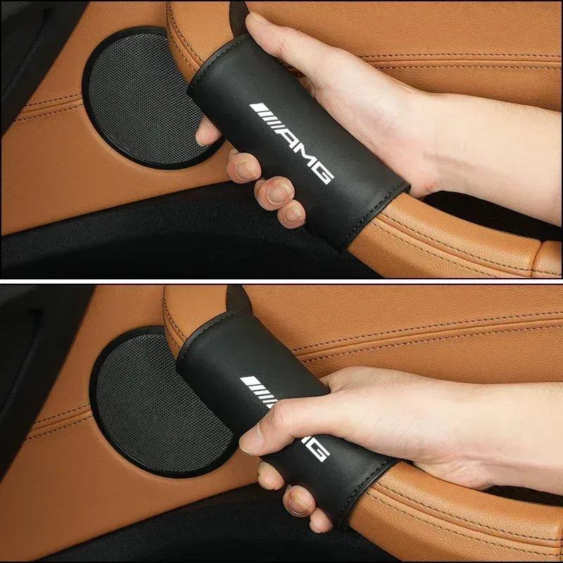 2PCS Car Door Inner Handle PU Leather Non-slip Protective Case For Mercedes Benz AMG W204 W205 W203 W211 W201 W210 W108 W124