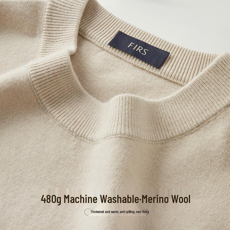 FIRS Men's Heavyweight 480G Machine Washable Round Neck Sweater