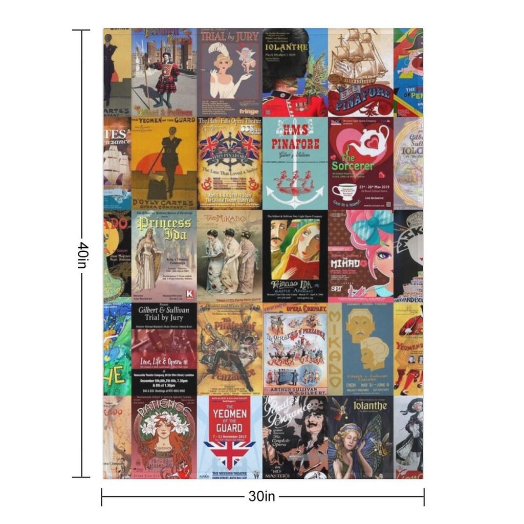 Gilbert and Sullivan Opera Posters Throw Blanket Sofa Furry valentine gift ideas Kid'S Blankets