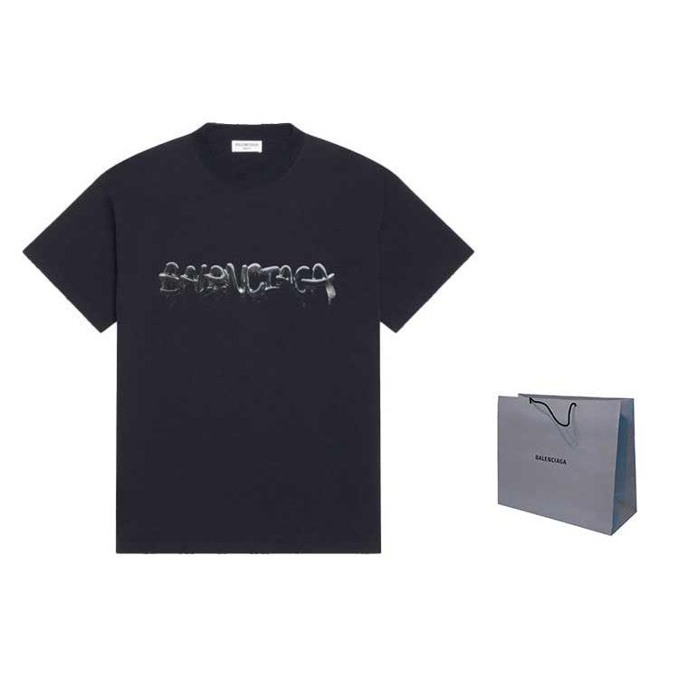 Balenciaga SS22 Drop Shoulder Sleeve T Shirt Women's Black 612965TLVF11069