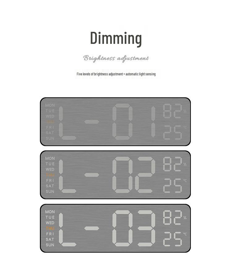 Brushed Metal Wall Clock: Multi-functional LED Alarm with Electronic Display, Cross-border Bestseller