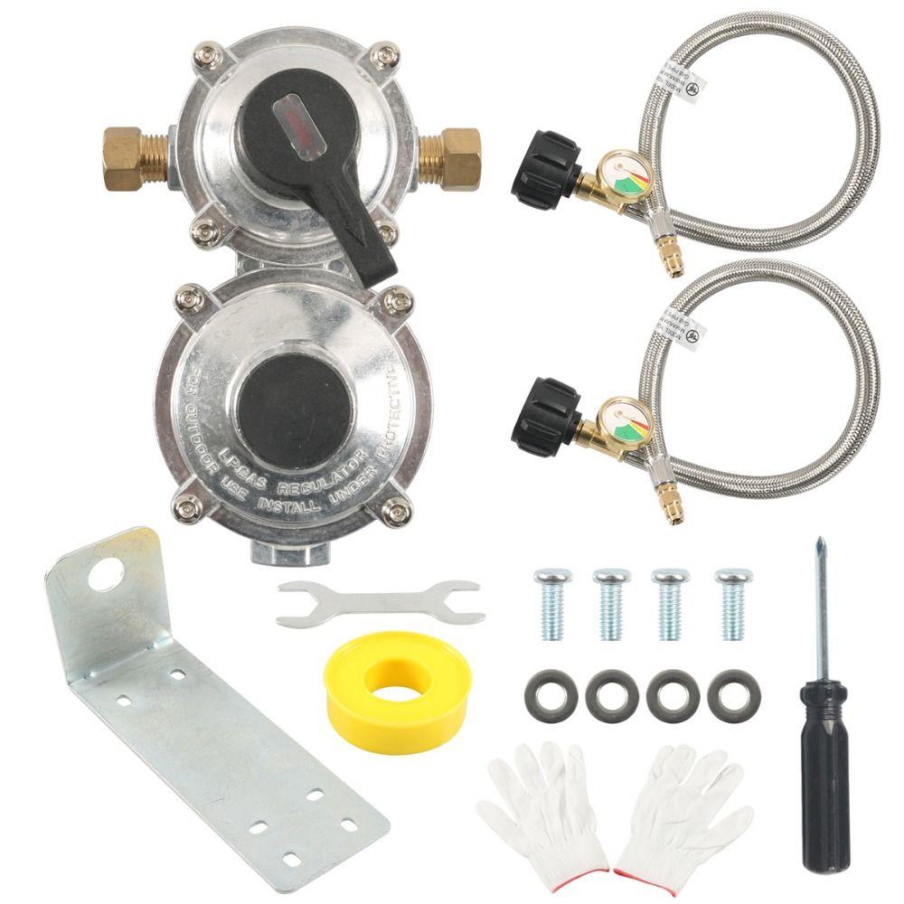 Instrument Propane Regulator Kit Stainless Steel Outdoor Regulator Stainless Steel Hose Kit  RV