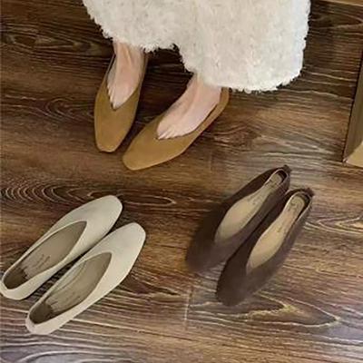 Damen Square Toe Vintage Flats Weiche Slipper Bequeme Ballerinas Schuhe Mujer