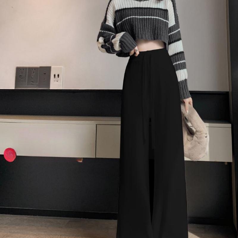 Neue weiche und klebrige Strickhose mit hoher Taille und lockerer und schlankmachender Freizeithose mit Quaste für Damen für Herbst und Winter