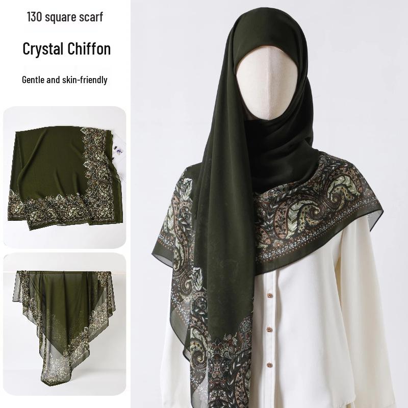 Damenmode 130x130 Seidenähnlicher Gaze Quadratischer Schal Stola - High-End, Leichtgewicht, Langer Schal