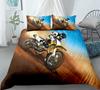 Motorbike Comforter Cover Set Queen Size, Boys Motocross Rider Duvet Cover, Teens Racing Motorcycle Dirt Bike Bedding Set Child