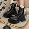 Lace-up Office and Career Women's Boots Side Zipper Fashion 2024 Brand Women's Shoes Front High Quality Round Toe Ankle Boots