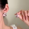 Geometric Three-dimensional Sugar Cube Stud Earrings Women's Light Luxury Niche Design Sense Earrings High Sense Versatile Dopamine Earrings